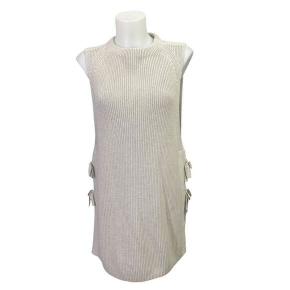 Talbots Women's‎ Sleeveless Beige Tie on Sides Pullover Chunky Knit Sweater sz M - Picture 1 of 7